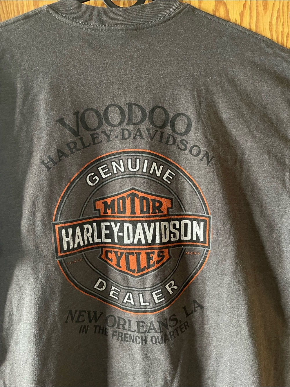 Harley-Davidson Gray Black Orange Voodoo Genuine Motorcycles Tee